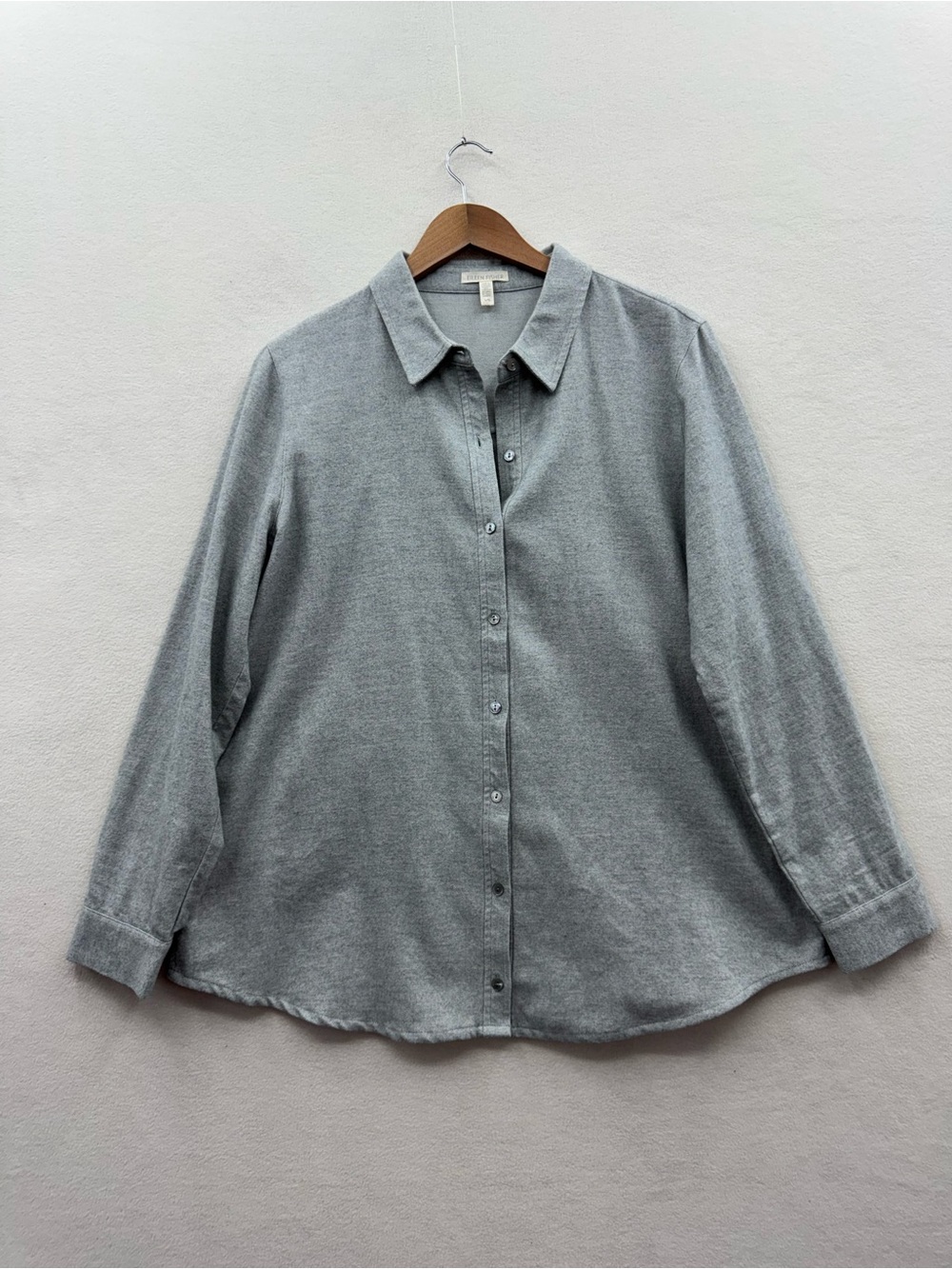 Eileen Fisher Women’s Large Gray Button Up Organic Cotton Shirt